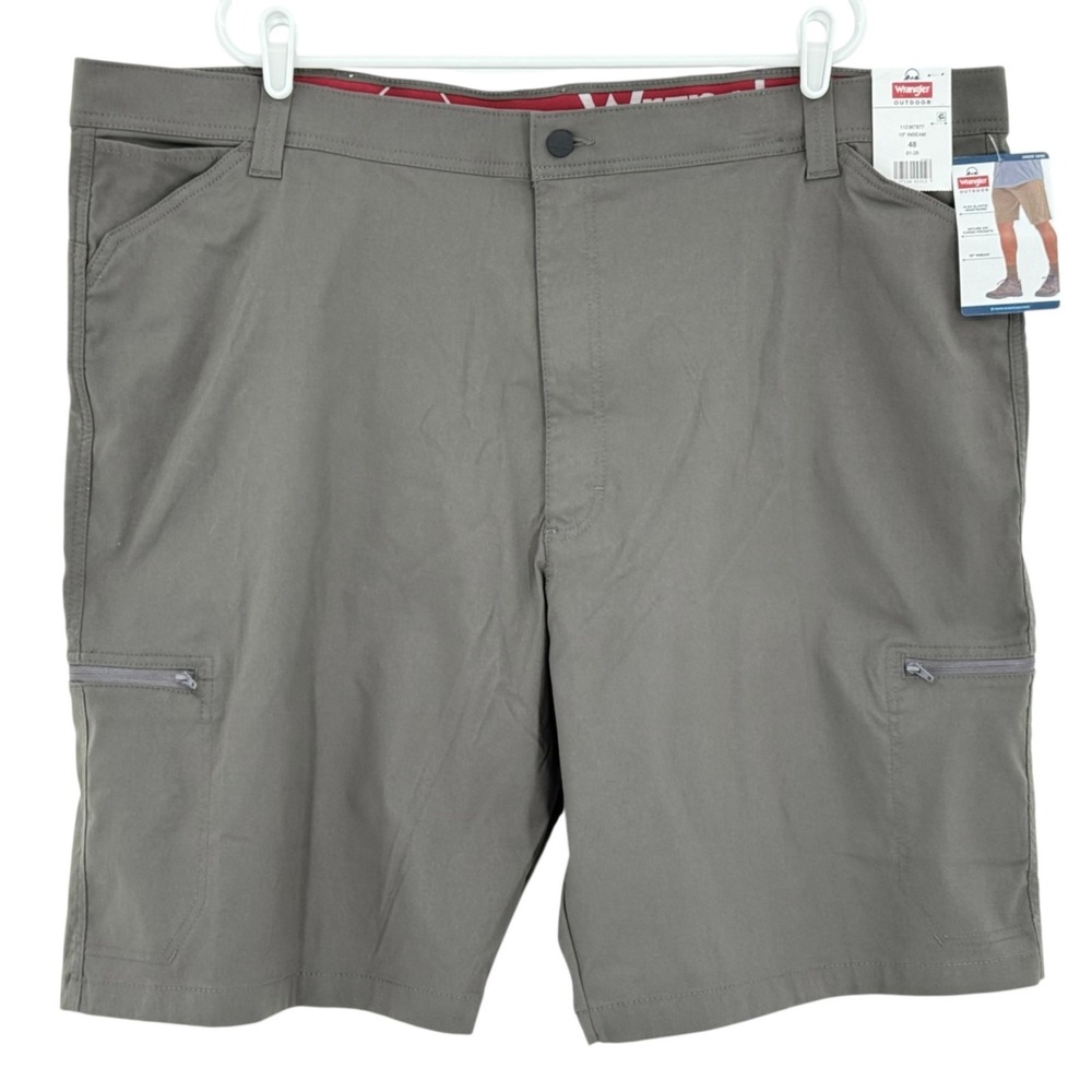 Wrangler Men Cargo Shorts Size 48 Relaxed UPF 40 Grey All Terrain 10" Inseam NWT